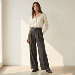 OAK + FORT Gray Wide Legged Dress Pants